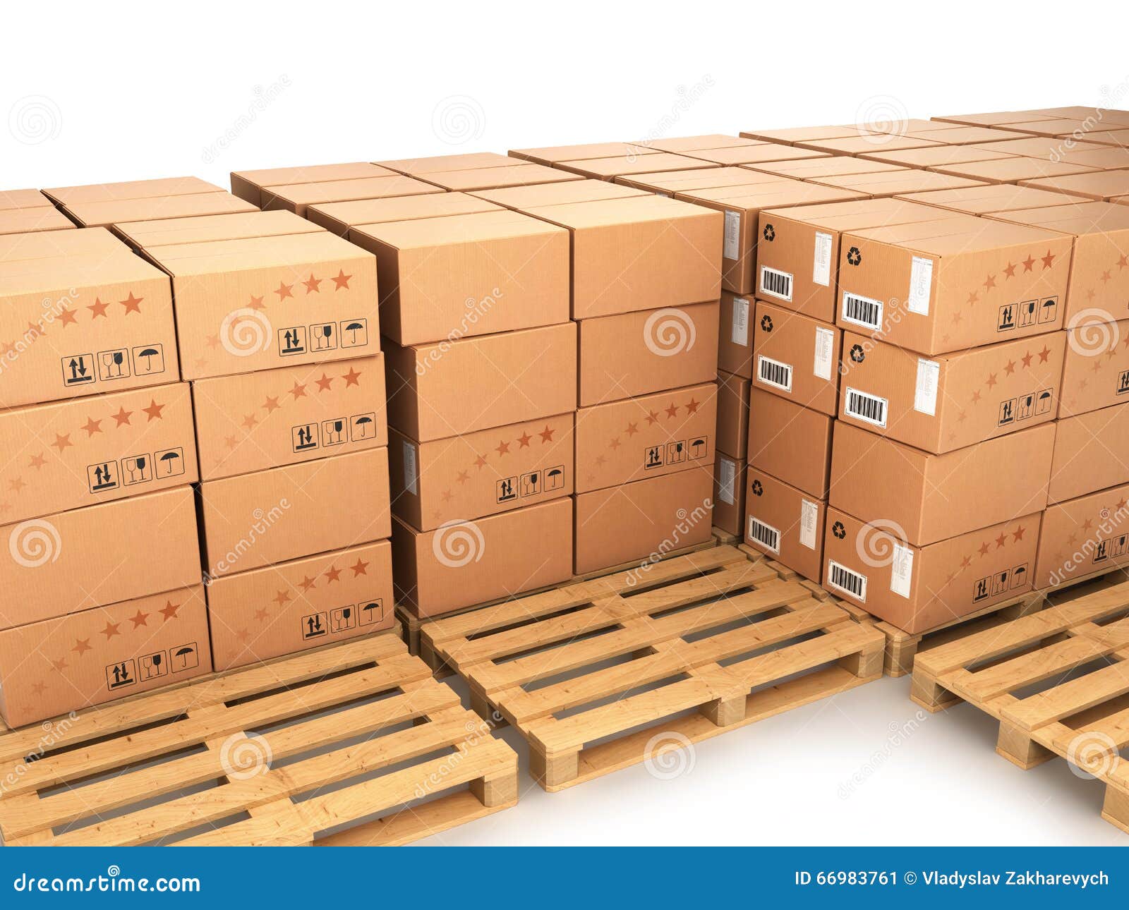 Many Boxes Stacked on Pallets Stock Image Image of stack, cardboard 66983761