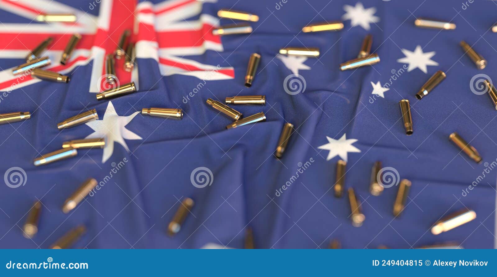 Many Bullet Shells on the Flag of Australia. Gun Control or War Related