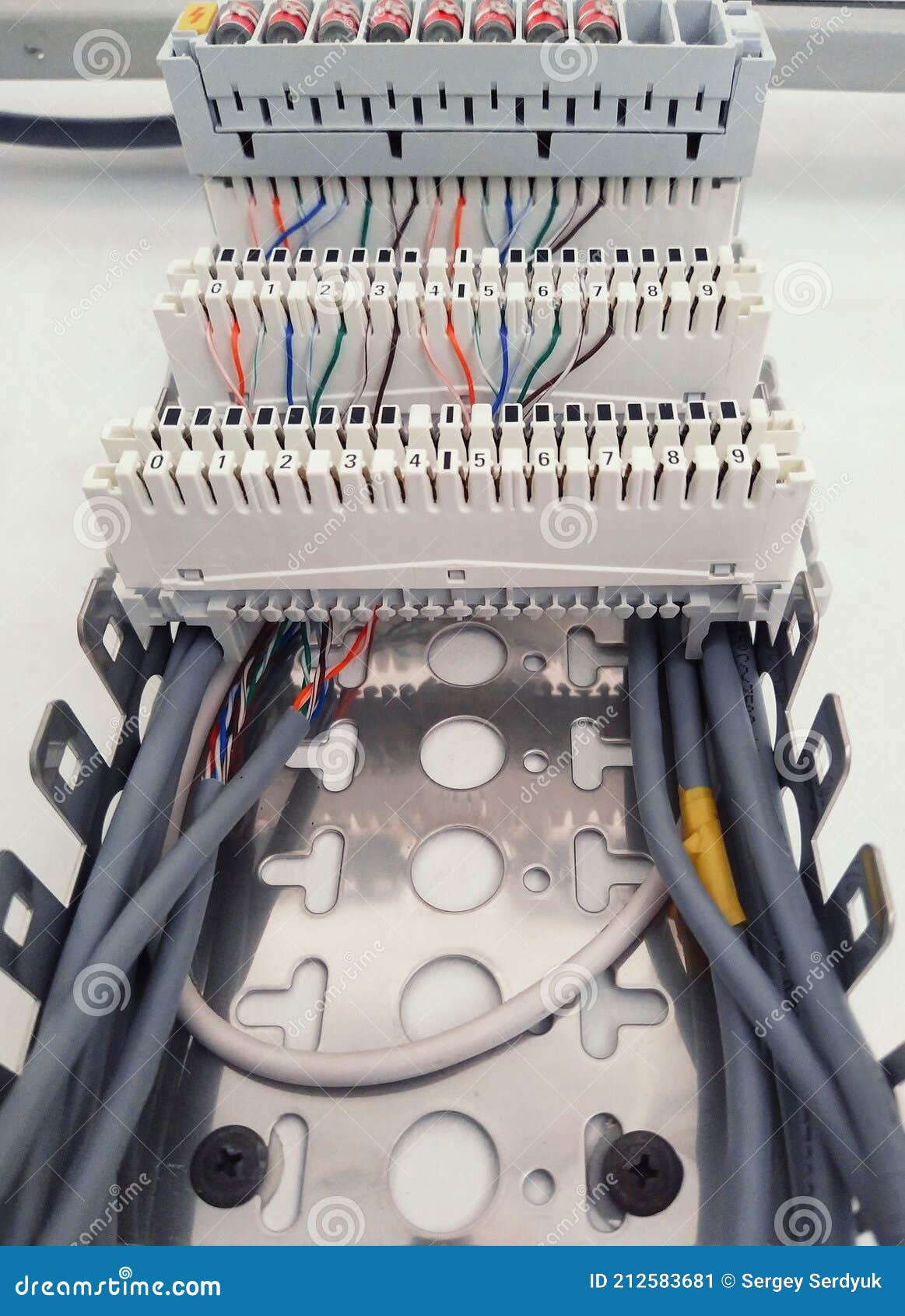 Many Cable Connections in Switchboard. Terminal of Control. Control Panel  with High Voltage Cables and Other Electrical Stuff Stock Image - Image of  electric, installing: 212583681