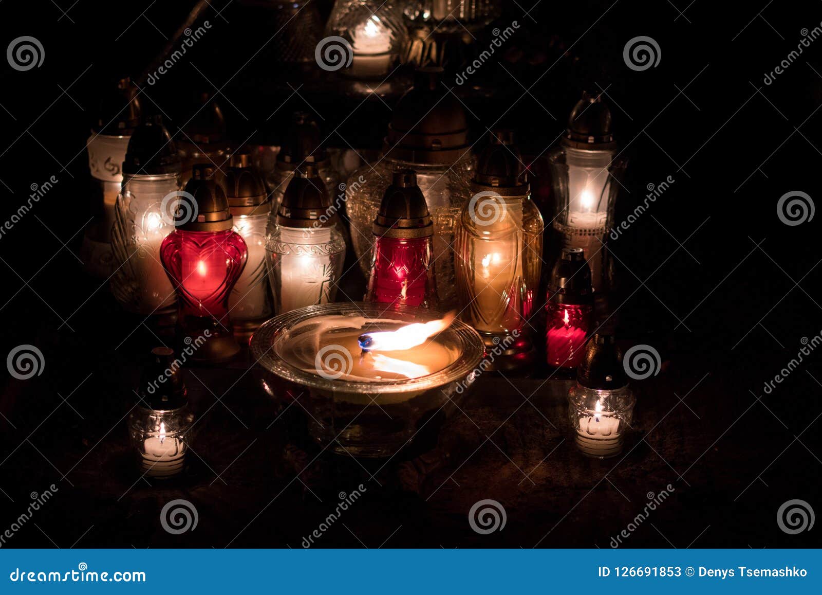 Many Candles for the Dead. Mourning. Stock Image Image of light, hope