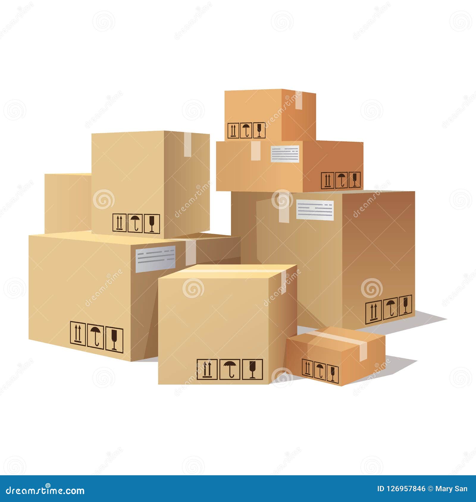 Many Cartons,boxes of Different Size, Pile of Package Stock Vector
