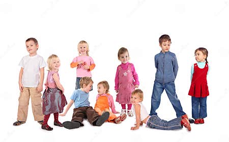 Many Children on White, Collage Stock Image - Image of school ...