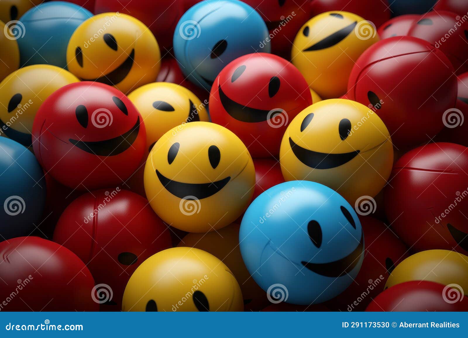 Many Colorful Balls with Smiley Faces on Them Stock Illustration ...