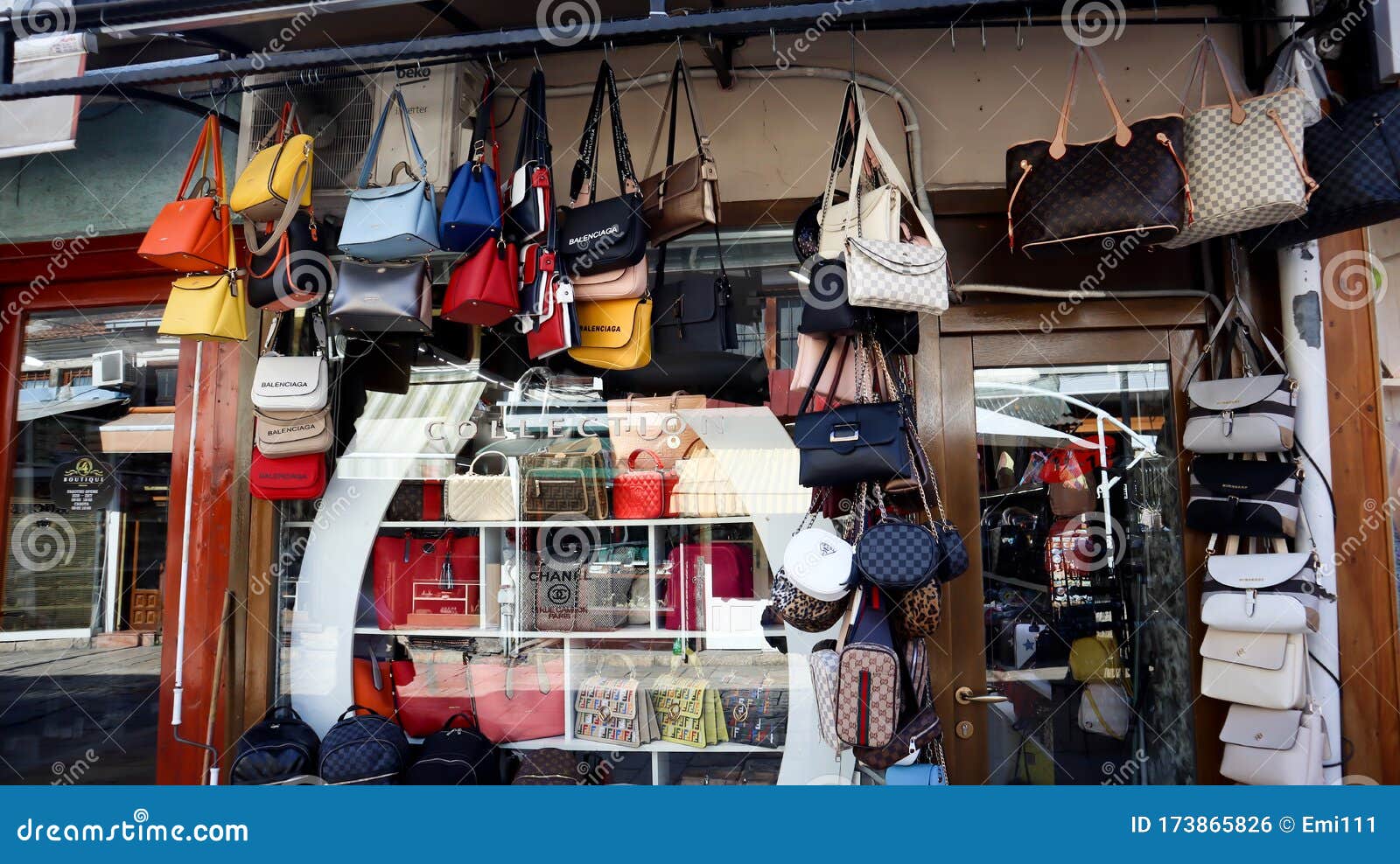 Many Colorful Hand Bags on Street Market Sale in Skopje, Display of ...