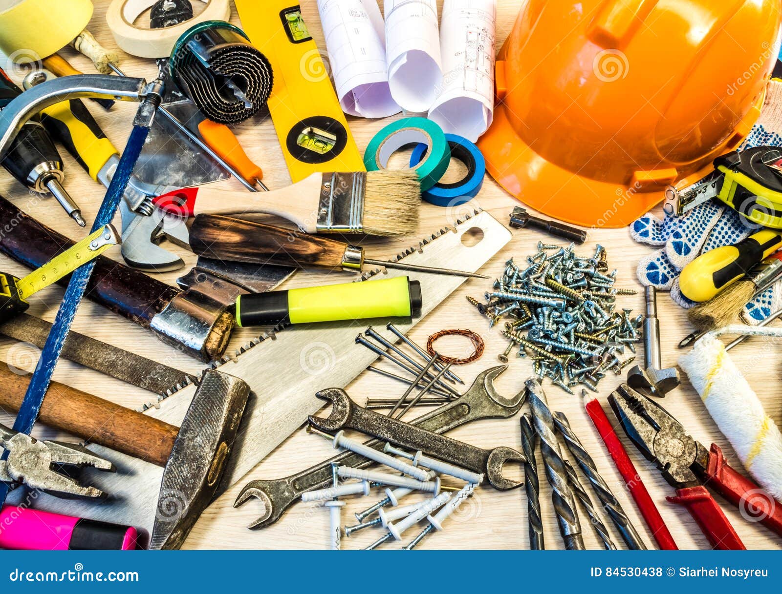 Set of construction tools stock photo. Image of mechanical 84530438