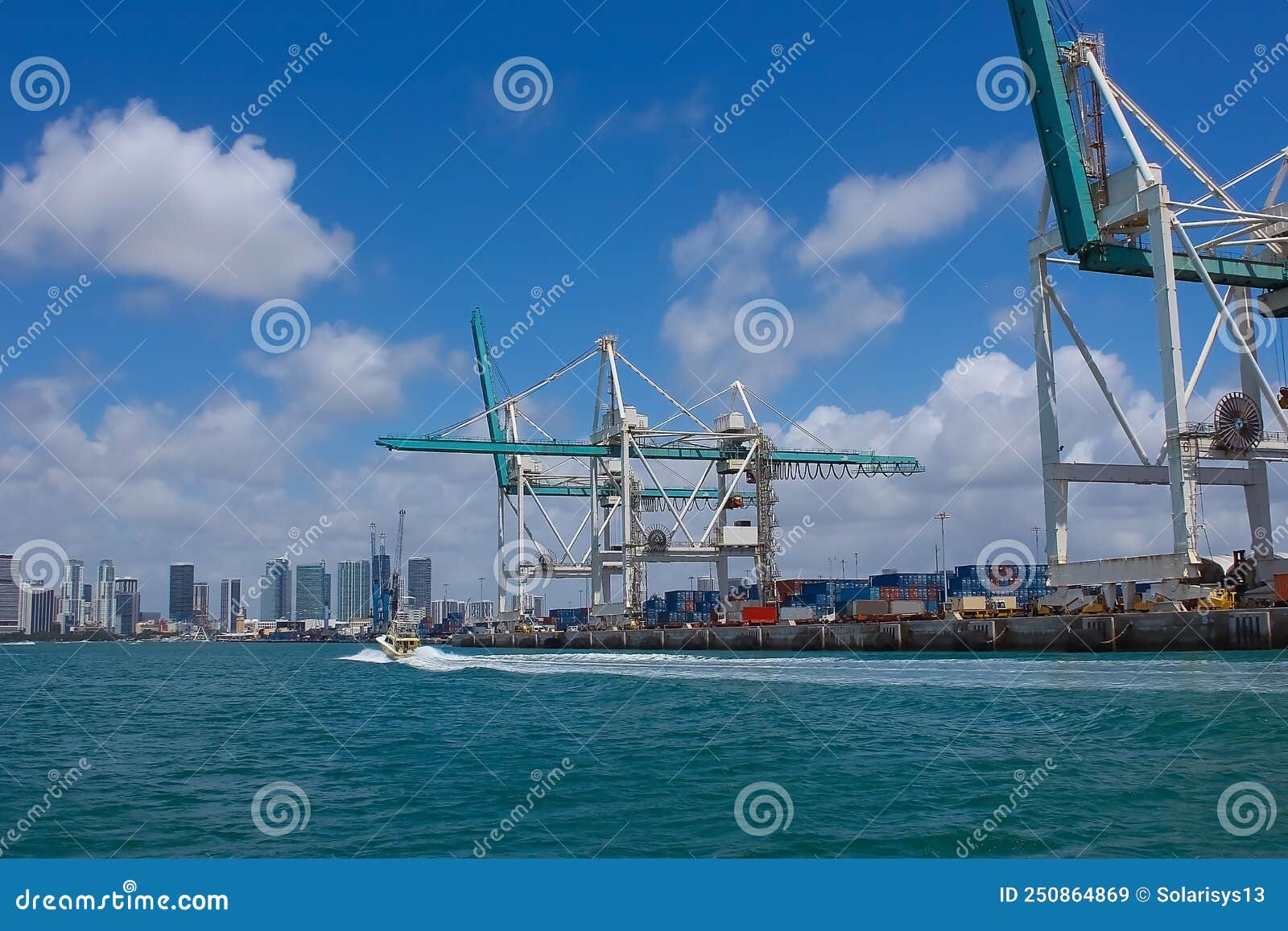 Many Containers at Port Miami, One of the Largest Cargo Port Stock 