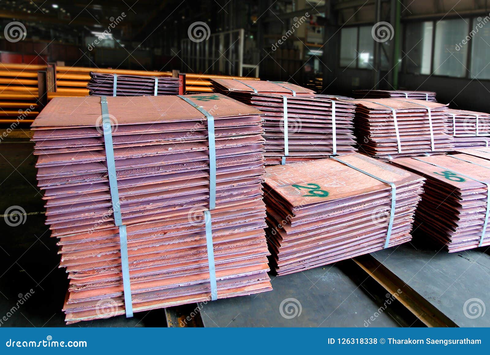 Many of Copper Sheet Stack are Placed in Yard Waiting To Proces Stock