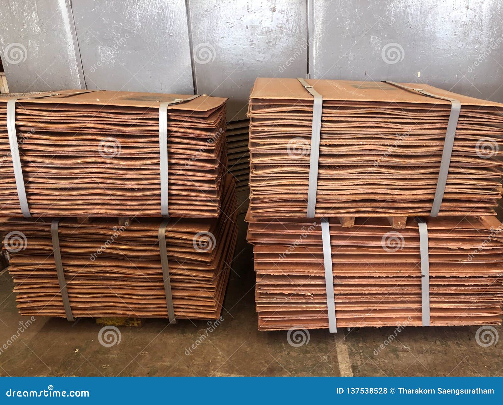 Many of Copper Sheet Stack are Placed in Yard Waiting To Process Stock