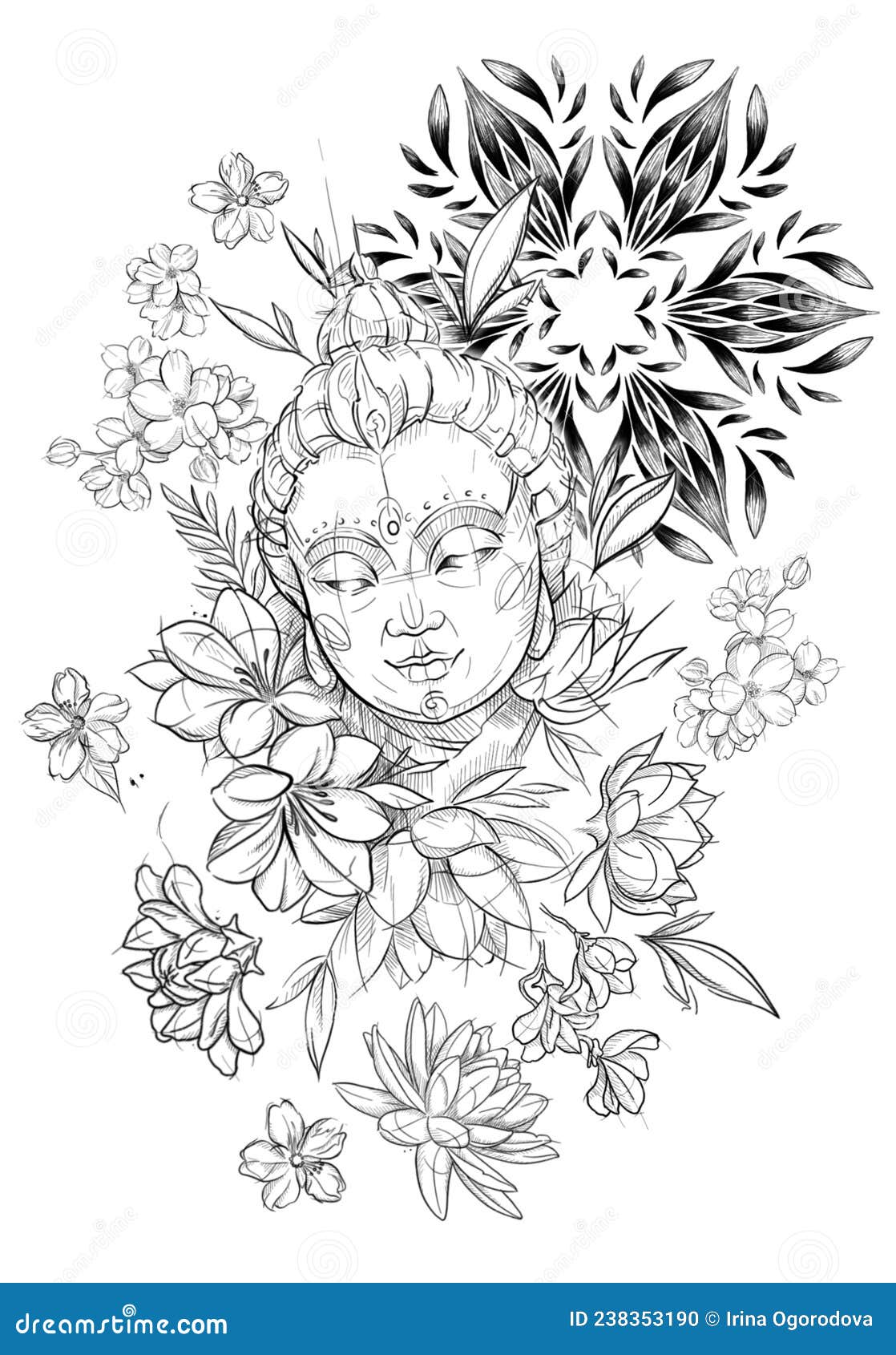 ArtStation - 45 4K HAND DRAW BUDDHA TATTOO AND PRINT - HIGH END QUALITY RES  - (ALPHA & TRANSPARENT) - VOL68 | Brushes
