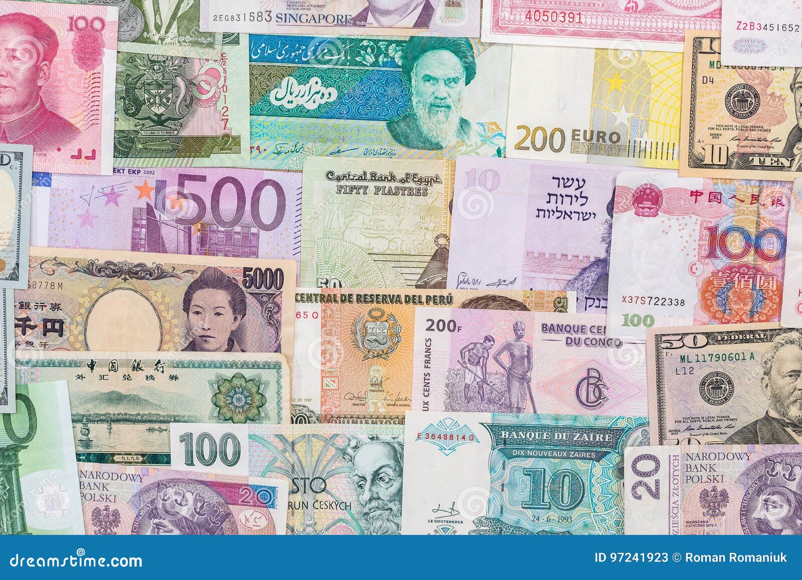 Many Different Currency Banknotes From World Country Stock Image