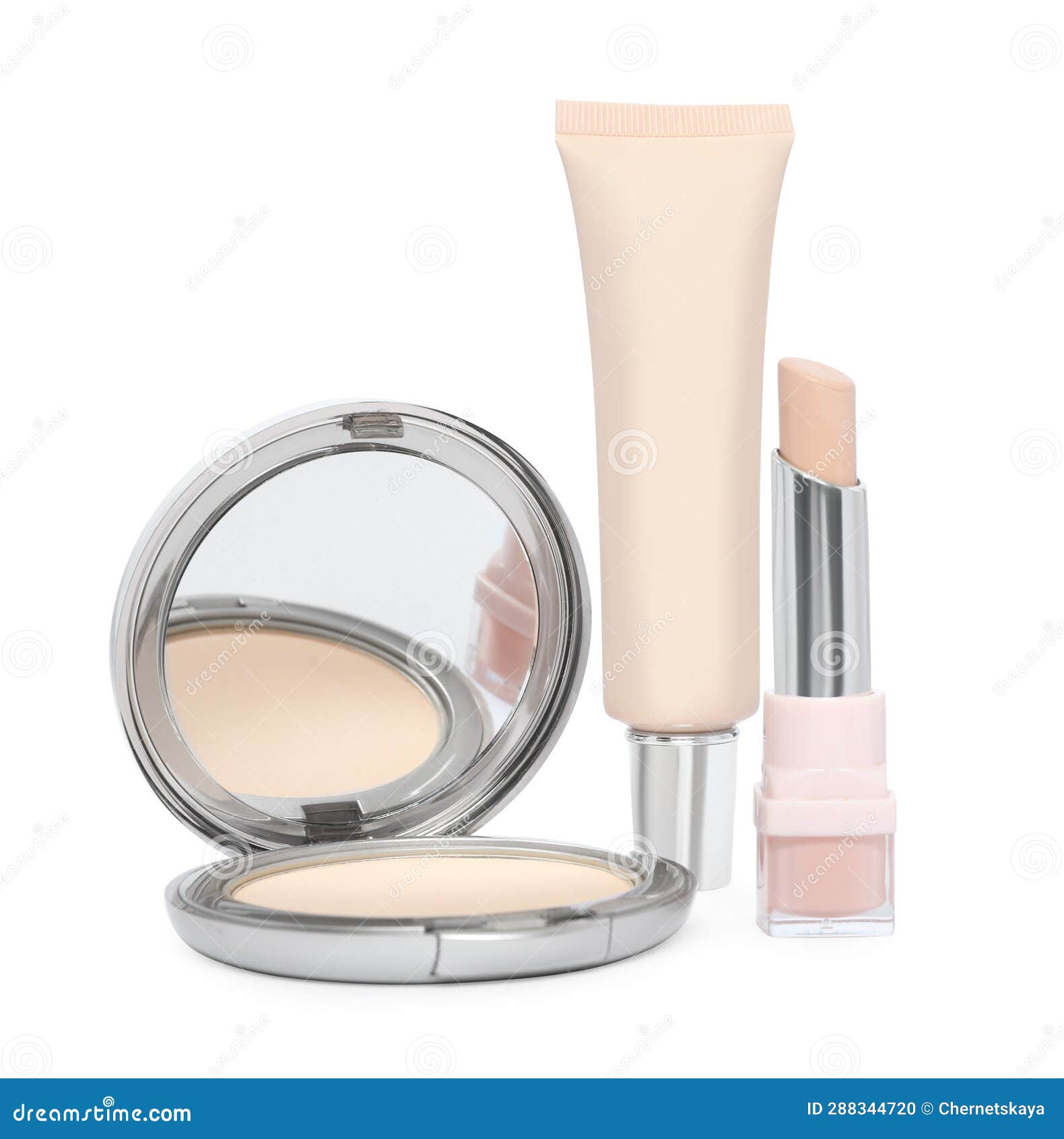 Many Different Decorative Cosmetic Products Isolated on White Stock Photo Image of powder