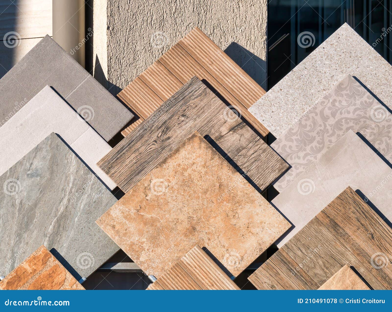 Many Different Models of Floor Tiles on Display for Sale Stock Photo