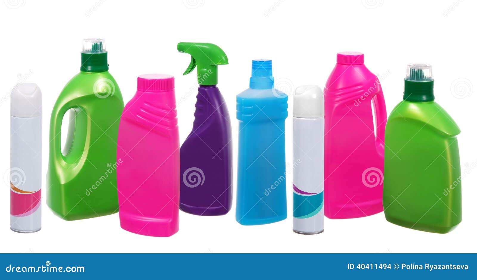 Many Different Plastic Bottles Of Cleaning Products Stock Photo Image
