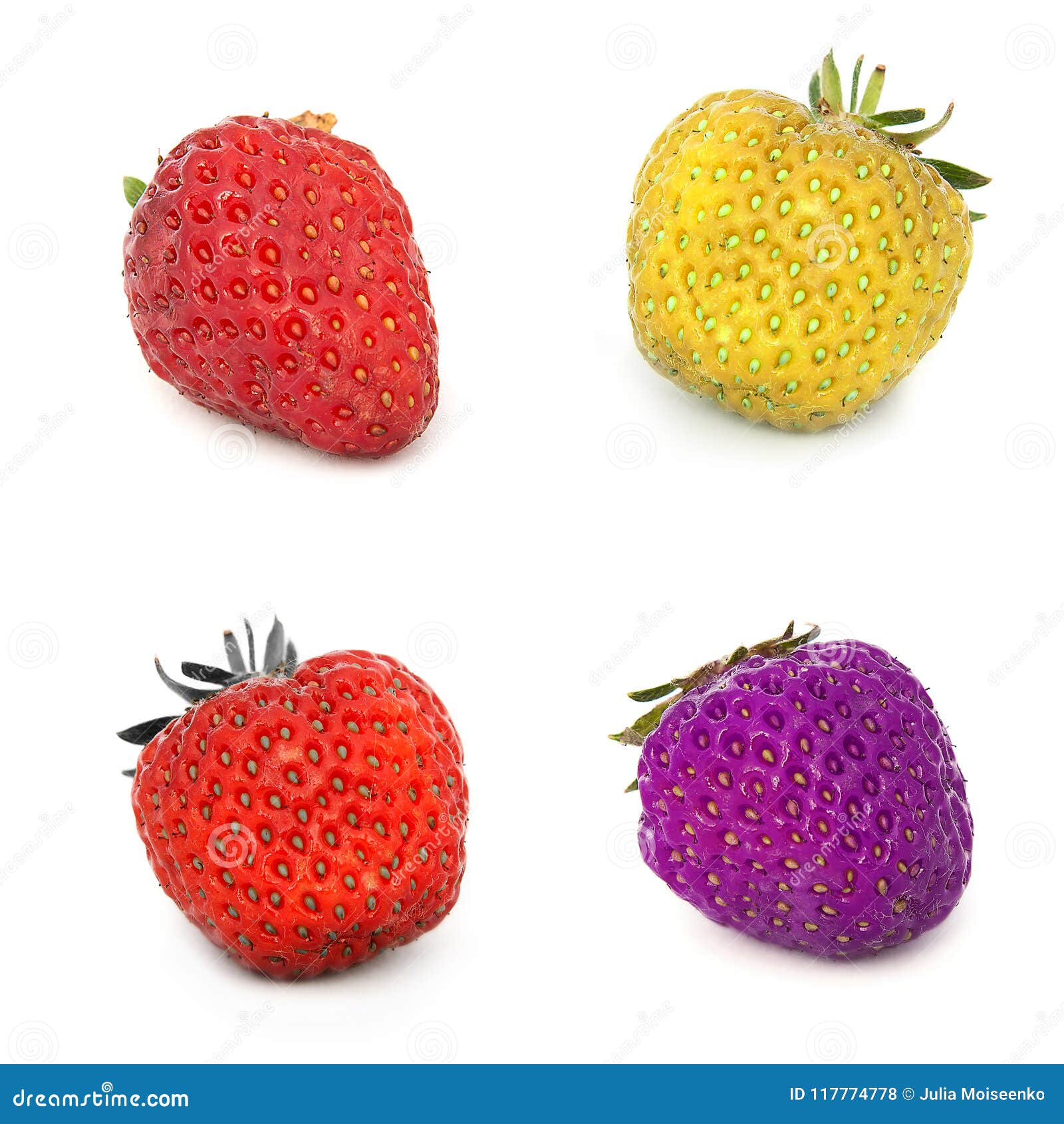 Many Different Sets of Strawberries on White Background, Isolate with
