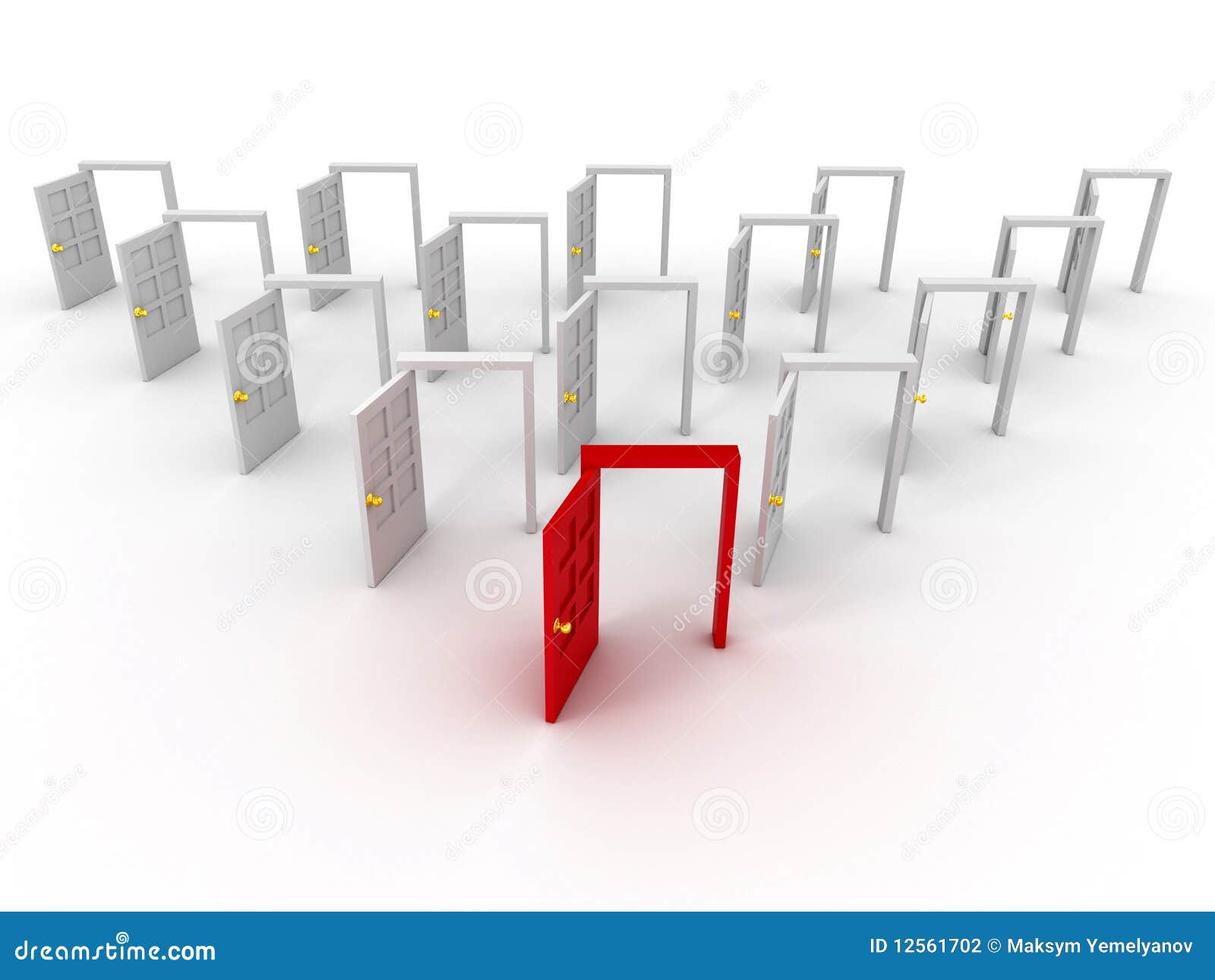 Many doors stock illustration. Illustration of illusion 12561702