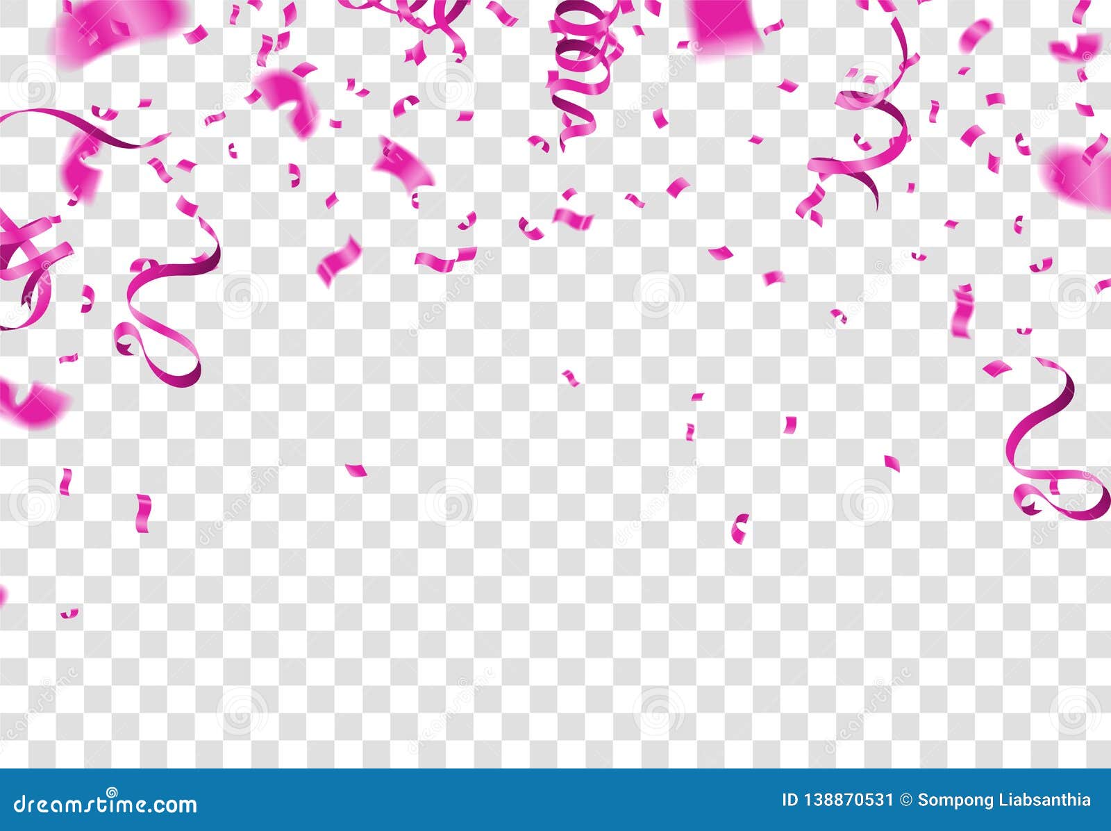 Many Falling Pink Tiny Confetti Isolated on White Background. Vector