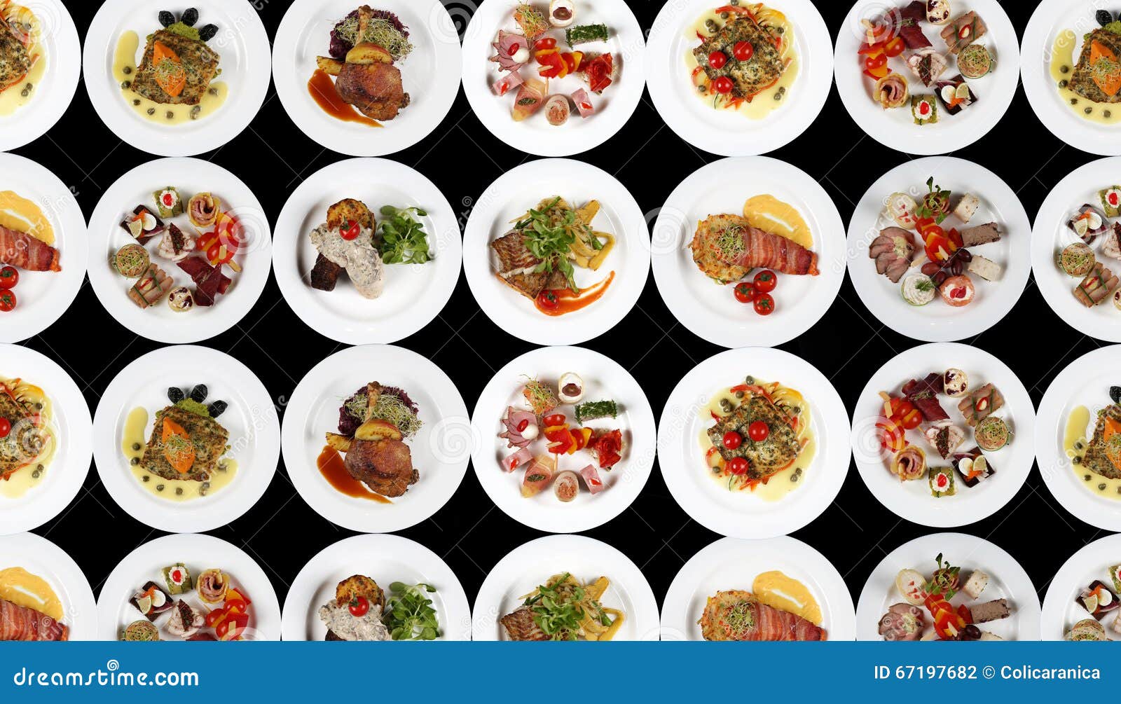 Many Food Plates Stock Photo Image Of Black Multiple