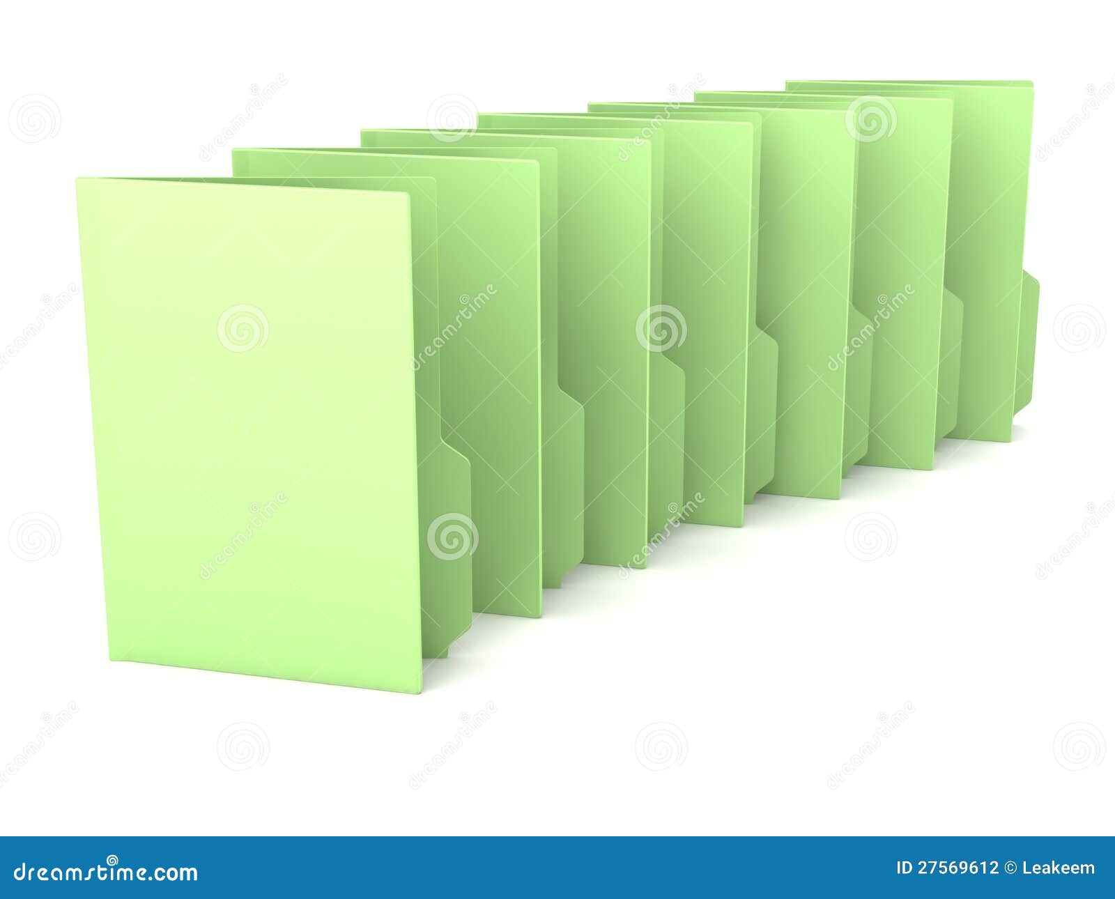 Many Green Folders on a White Background Stock Illustration