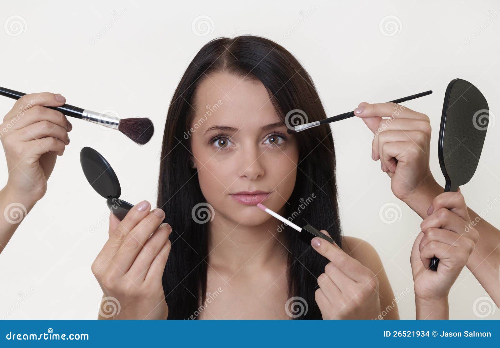 Many hands make light work stock photo. Image of makeup 26521934
