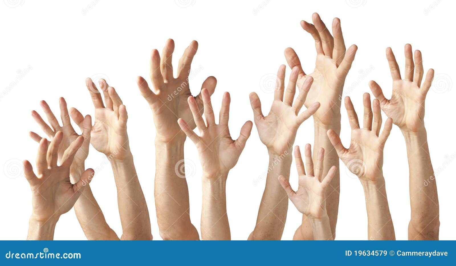 many hands reaching up