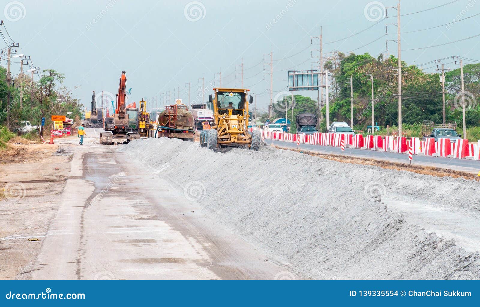 Heavy Machines and Road Working Editorial Stock Image Image of