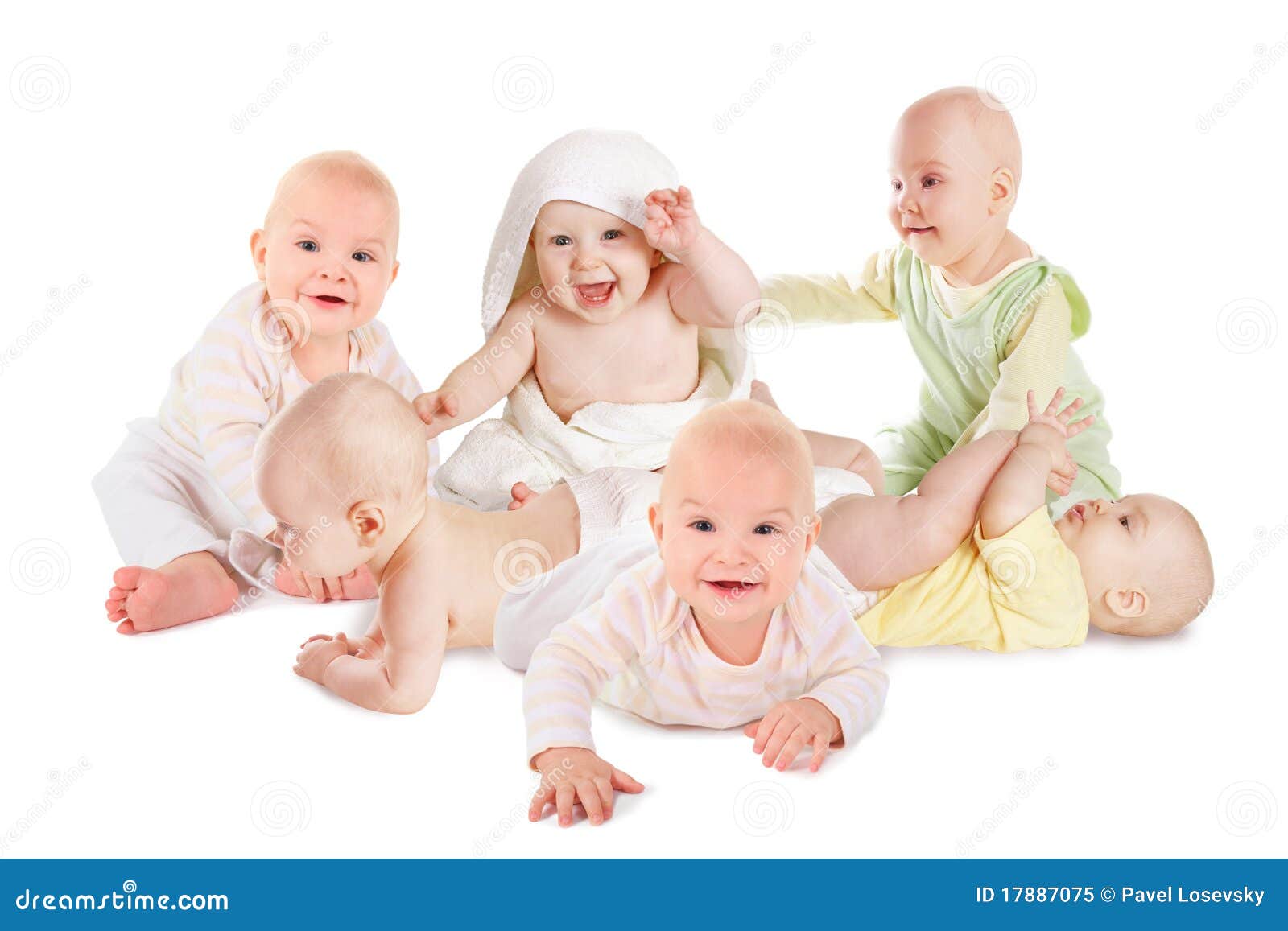 many joyful smiling babies