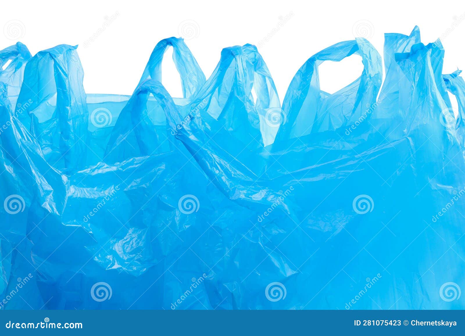 Many Light Blue Plastic Bags Isolated on White Stock Image Image of