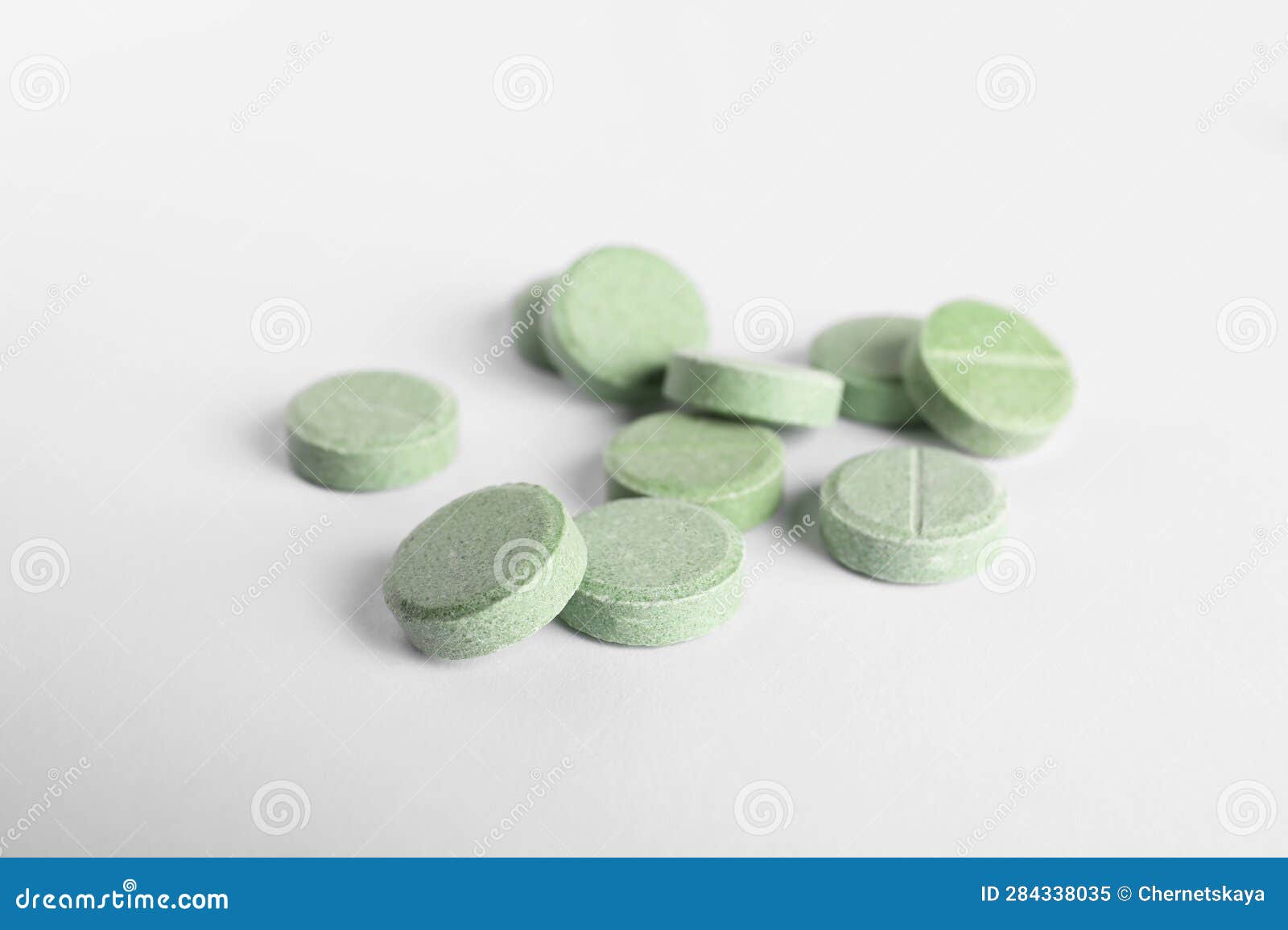 Many Light Green Pills Isolated on White Stock Image Image of