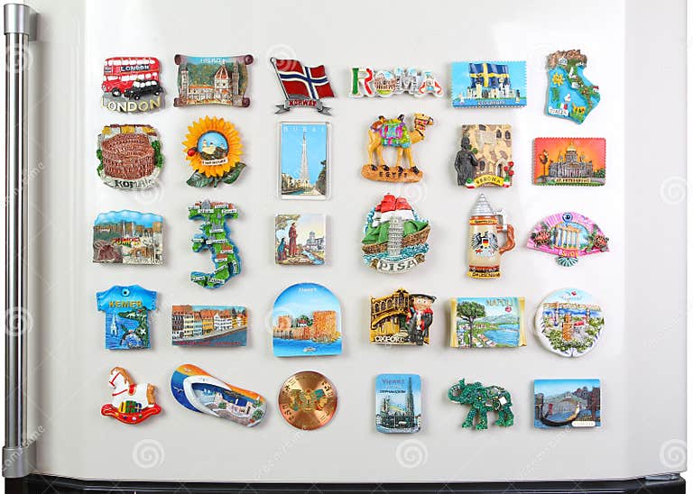 Many on the Refrigerator Editorial Stock Image Image of