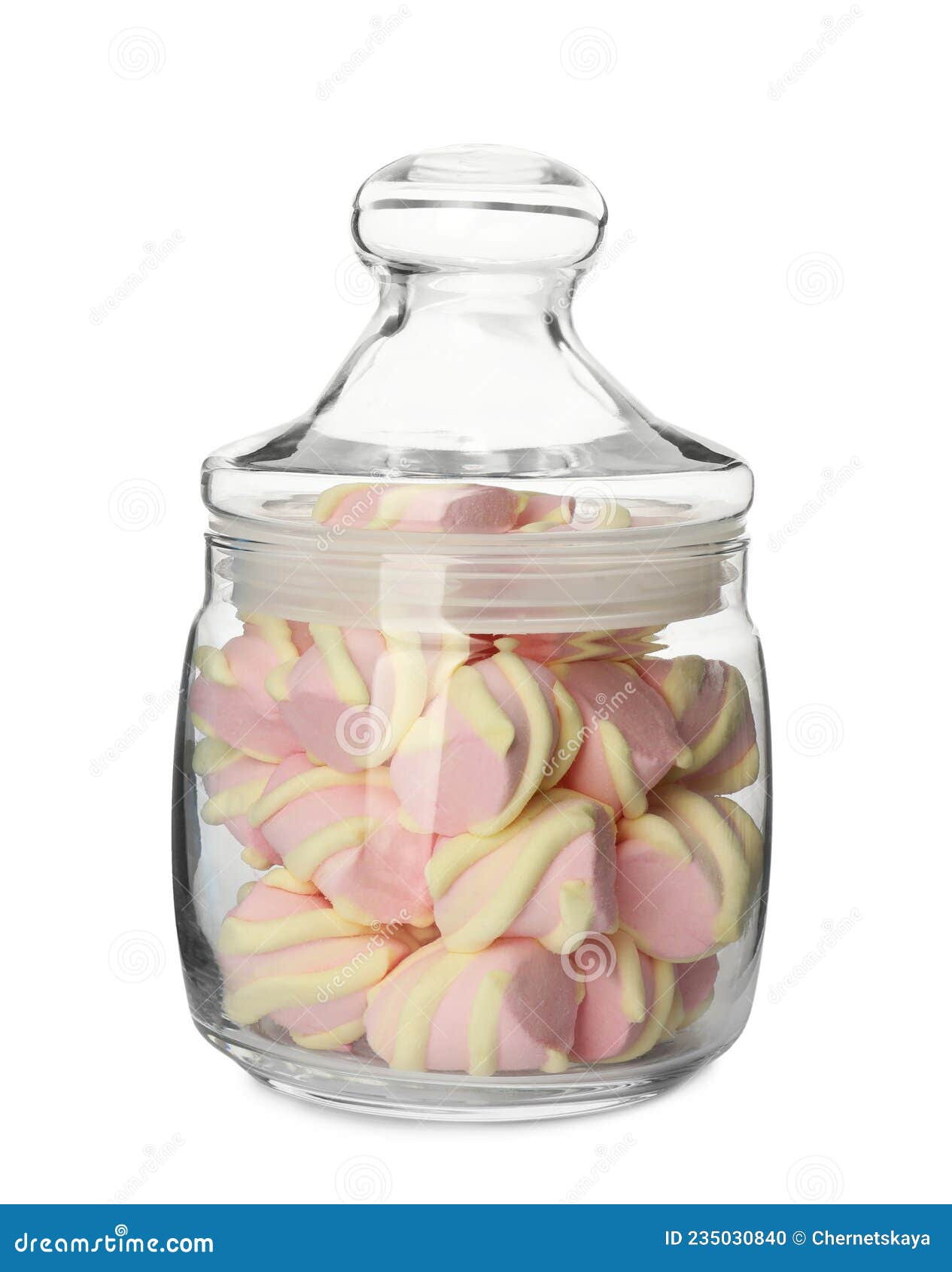 Many Marshmallows in Glass Jar Isolated on White Stock Photo Image of