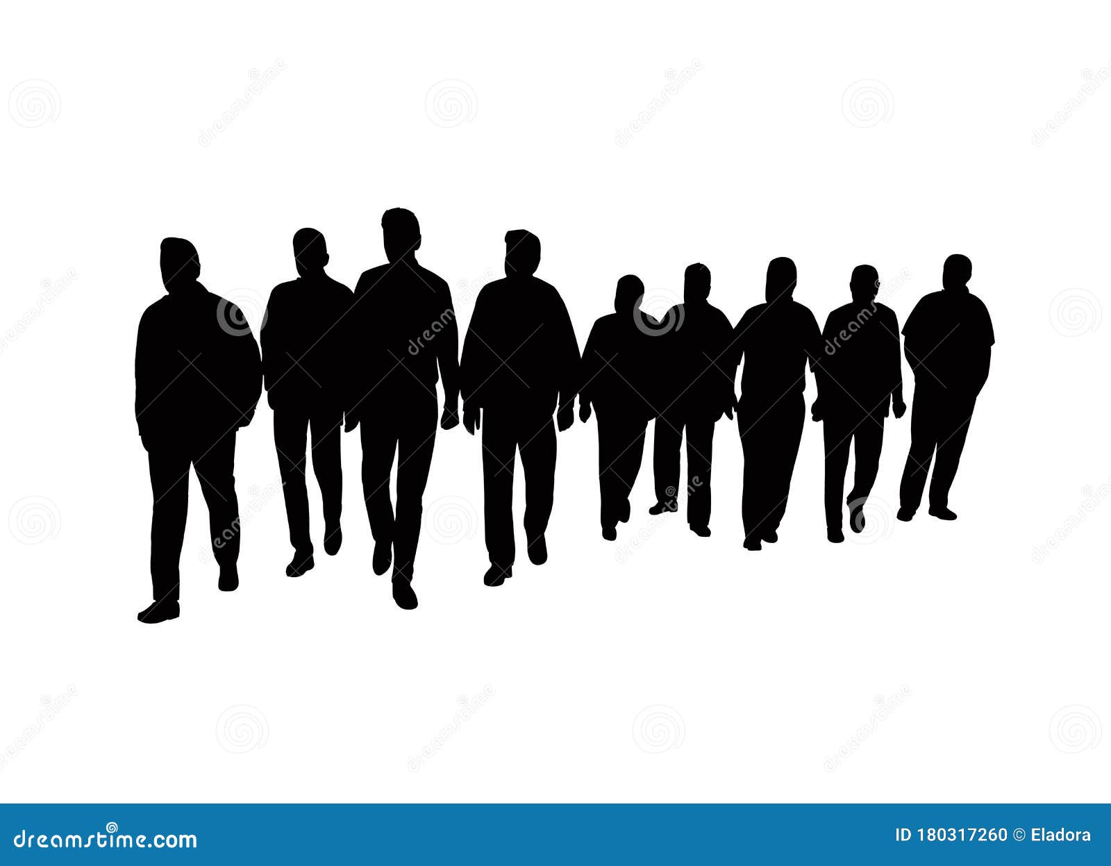 Many Men Together, Body Silhouette Vector Stock Vector - Illustration ...