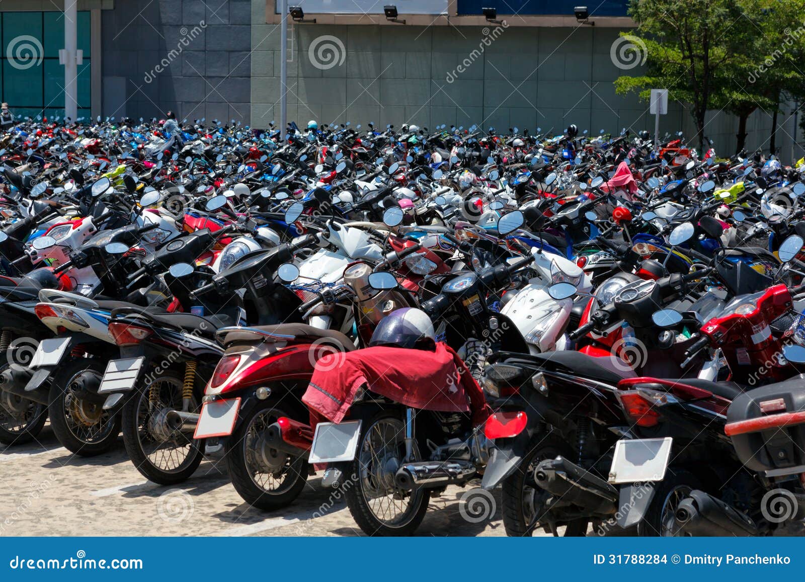 many motorbikes at the parking