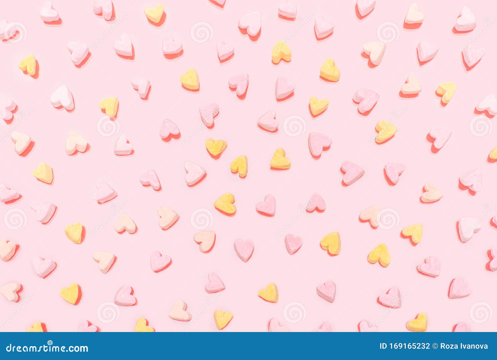 Pink Marshmallow Close Up Background Many Hearts Marshmallows