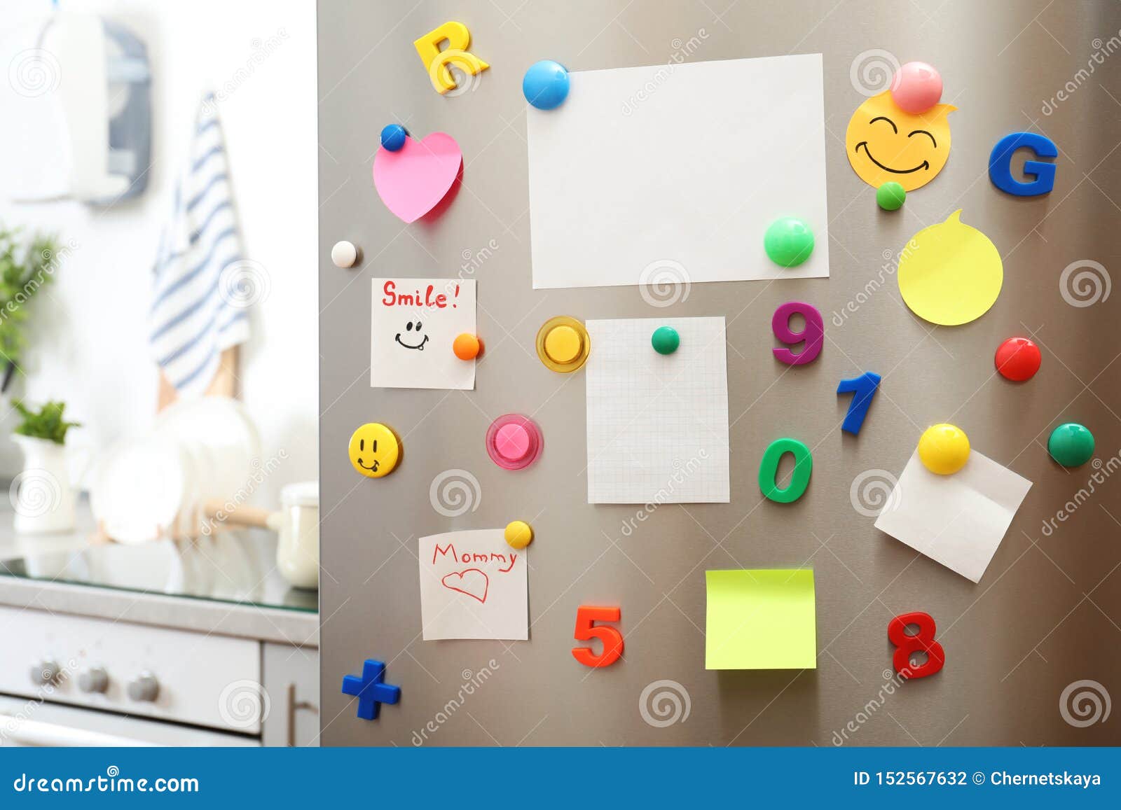 Many Notes and Empty Sheets with on Refrigerator Door in