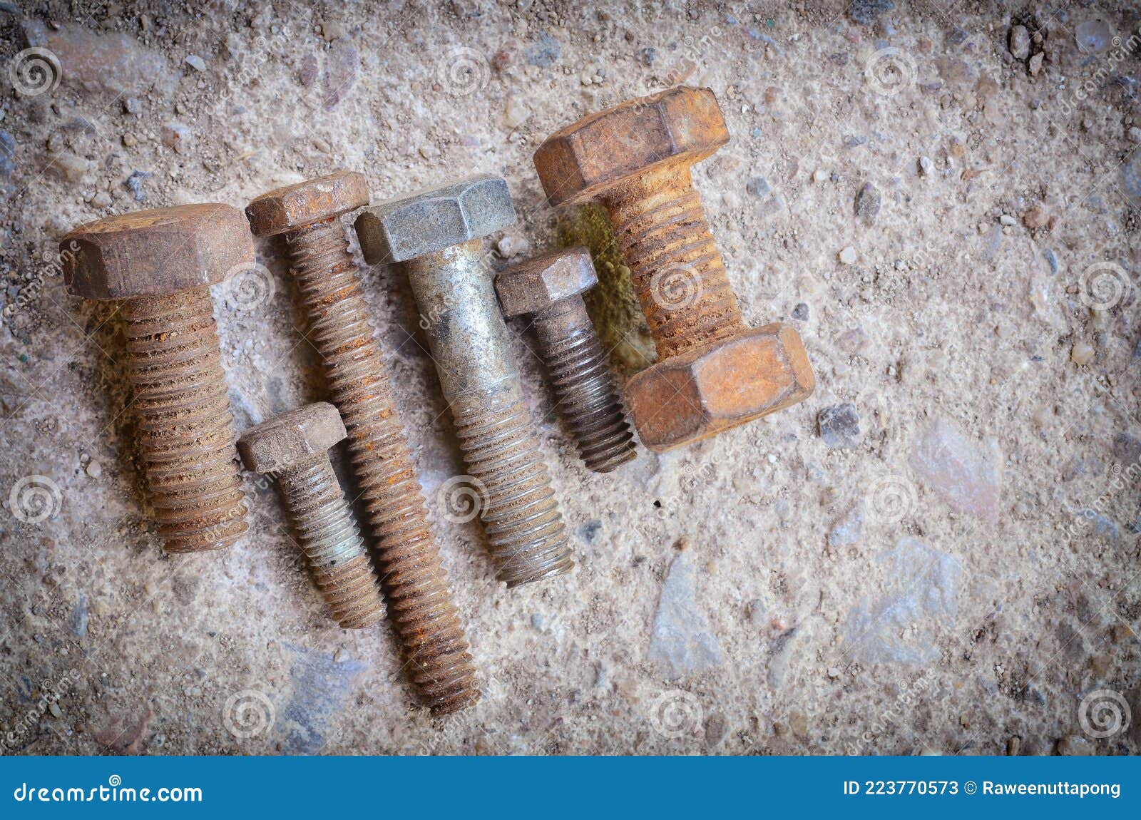 Old nut on concrete stock image. Image of metal, isolated 223770573