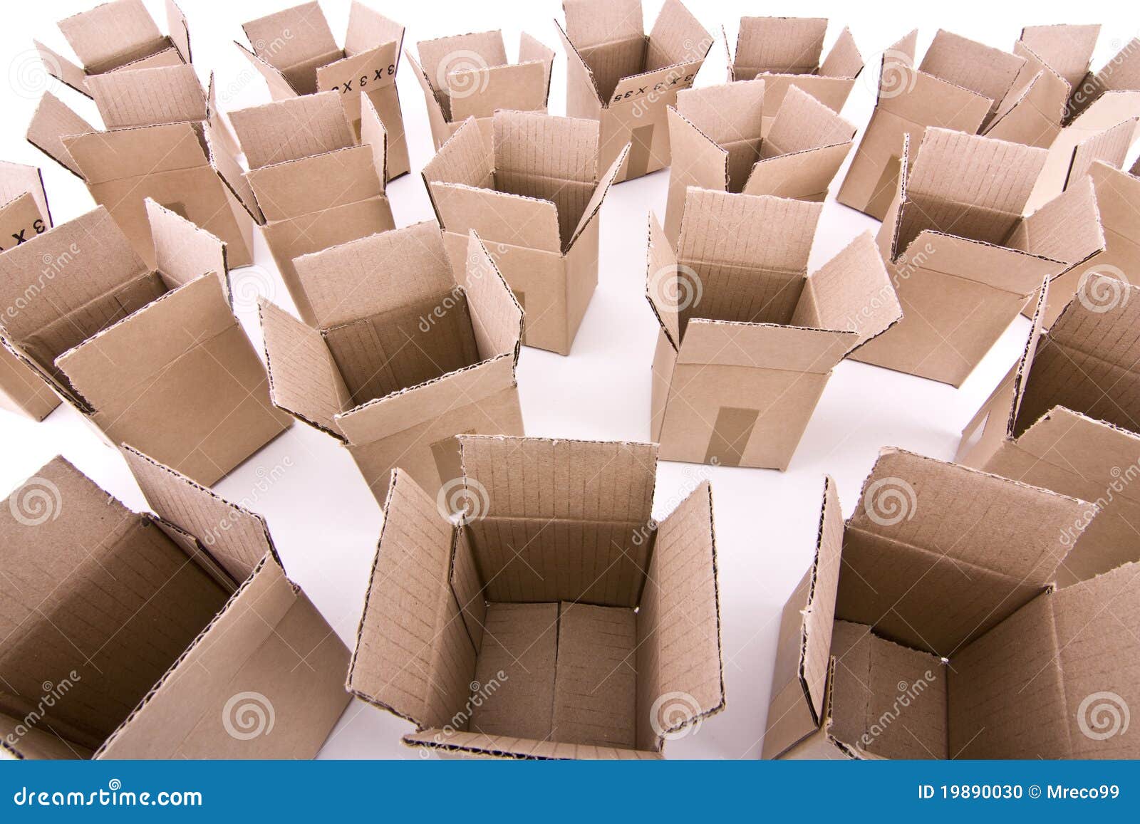 Many Open Cardboard Boxes Wideangle View Stock Photo Image of cargo