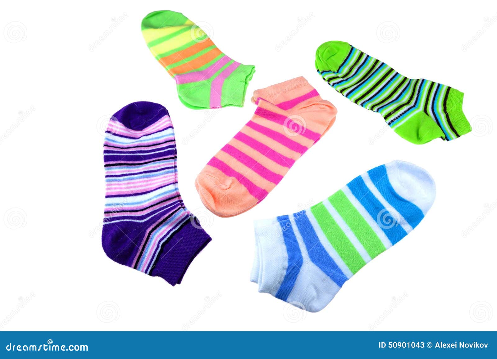 Many Pairs Colorful Striped Socks Isolated on White Stock Image - Image ...