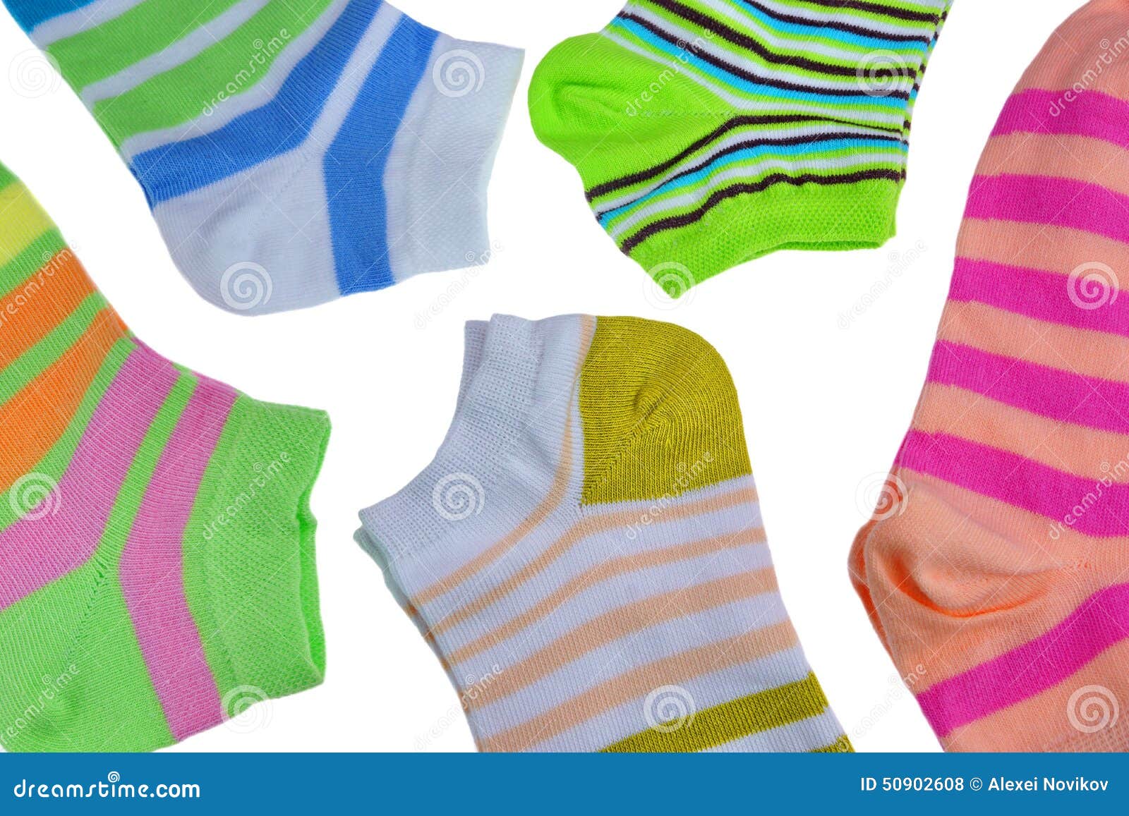 Many Pairs Colorful Striped Socks Isolated On White Stock Photo - Image ...