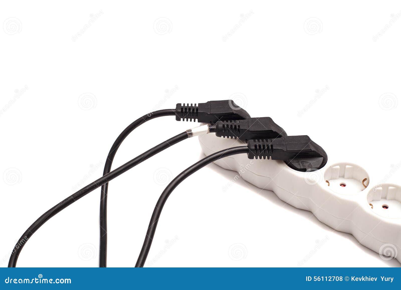 Many Plugs Plugged into Electric Power Bar Stock Photo Image of line