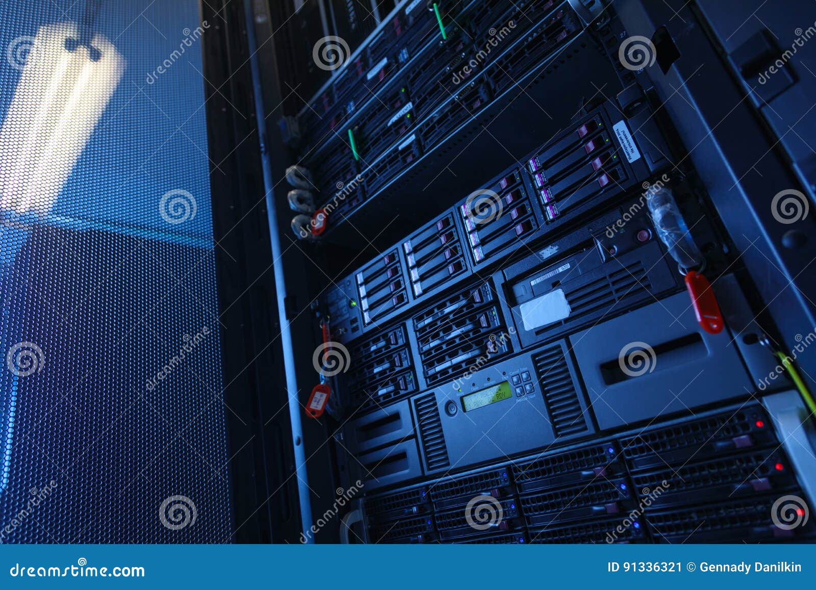 many powerful servers running in the data center server room