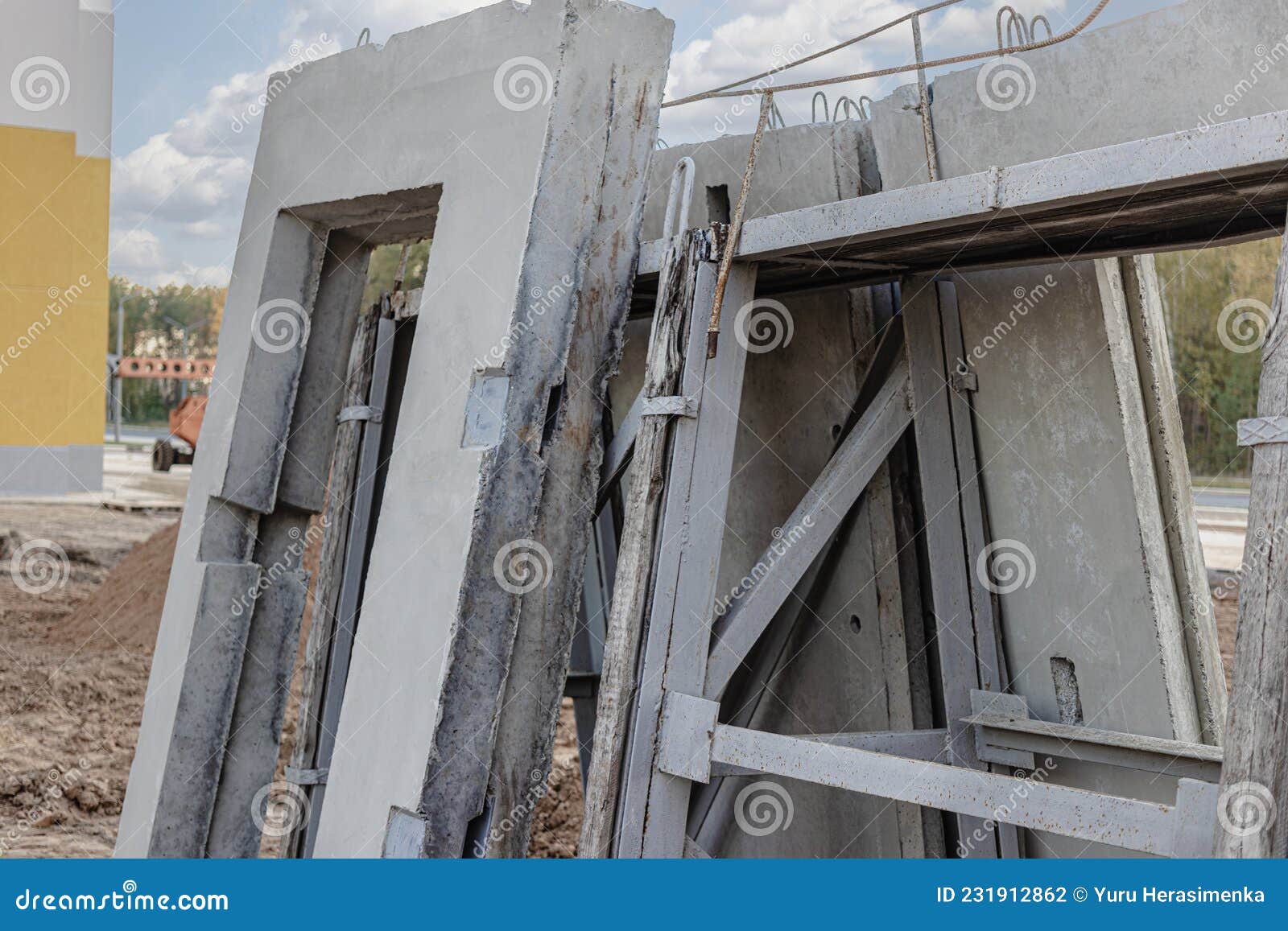Many Precast Concrete Wall Panels are Stocking in the Storage Area
