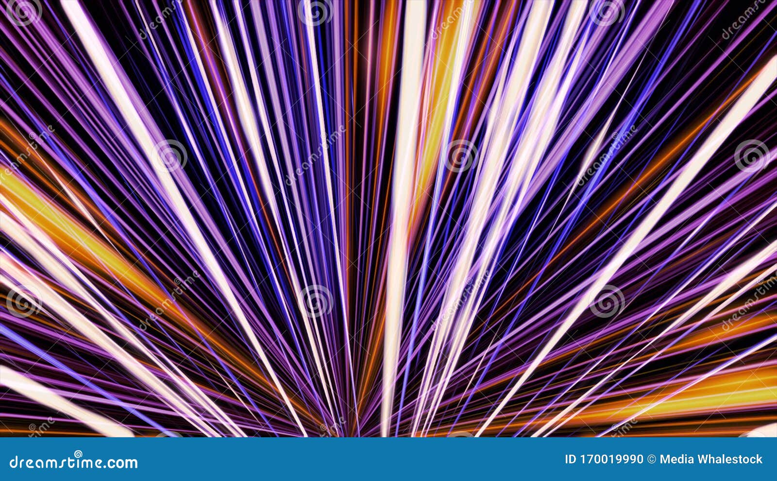 many rays coming from the one point spreading and shining all over the screen, seamless loop. animation. neon colorful
