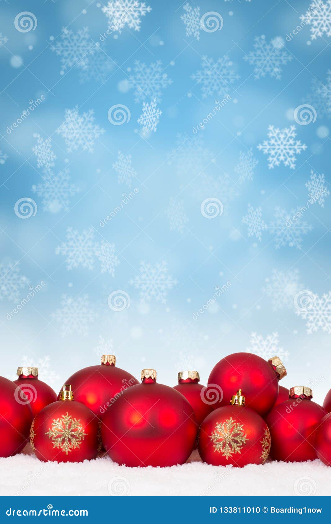 Many Red Christmas Balls Baubles Background Decoration