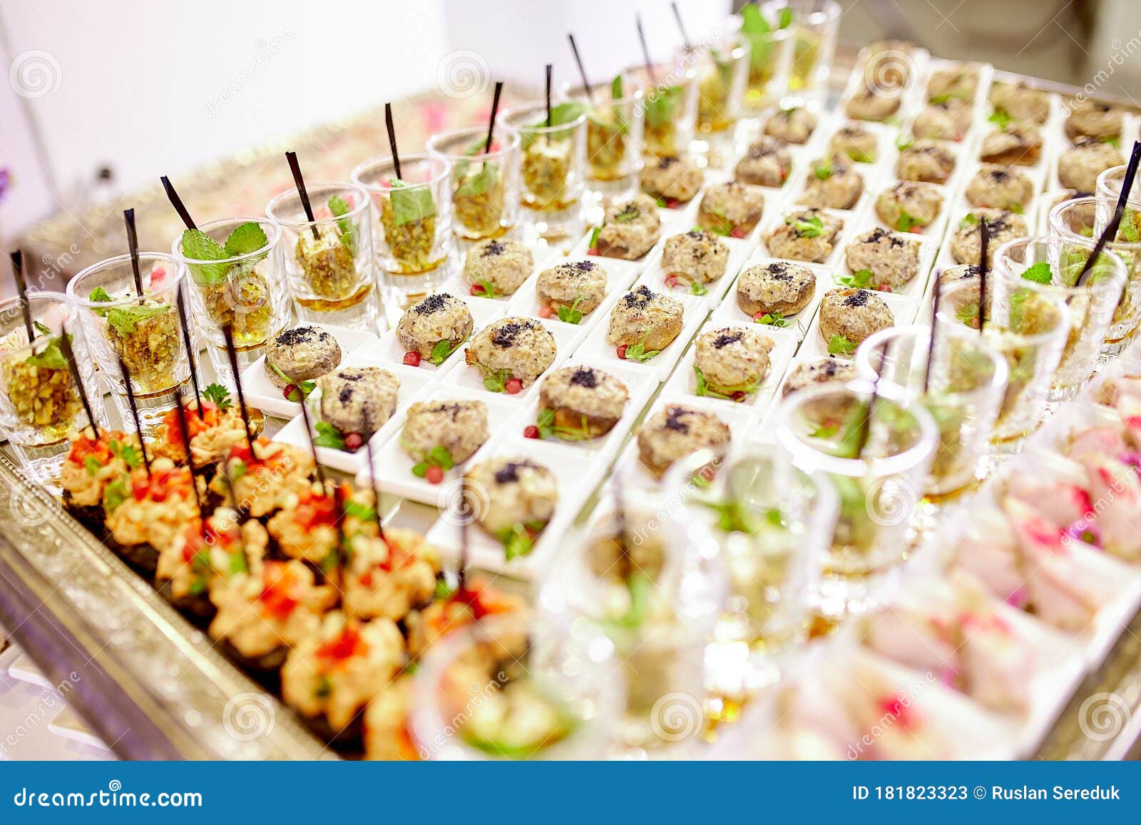 Many Snacks of Different Shapes and with Different Ingredients Stand on