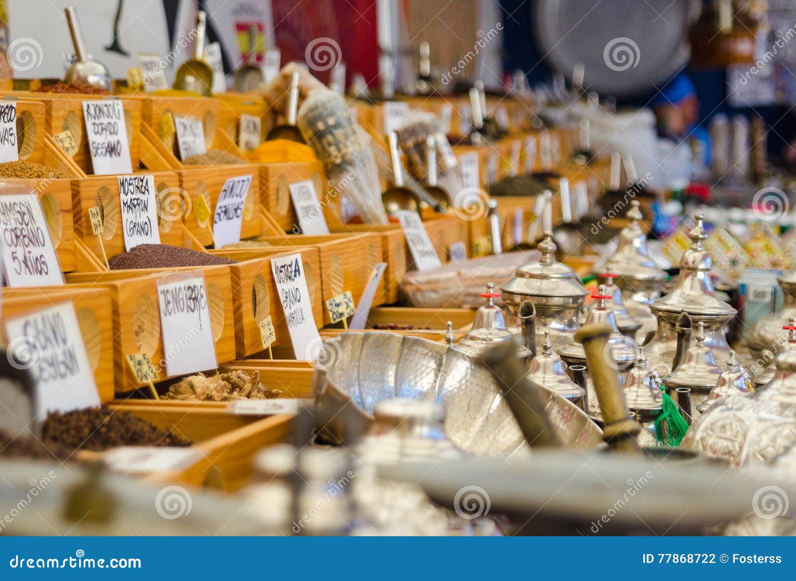 many spices at the arabic market.