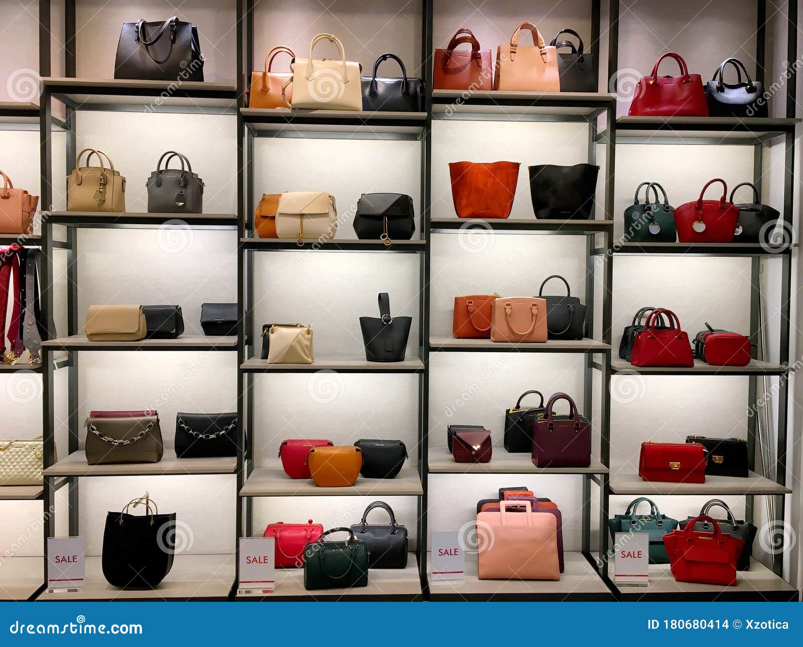 Many Styles and Colors of Female Leather Bag in Its Store`s Shelves ...