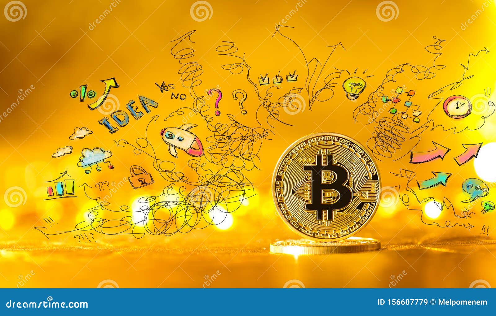 Many thoughts with bitcoin stock image. Image of economy - 156607779