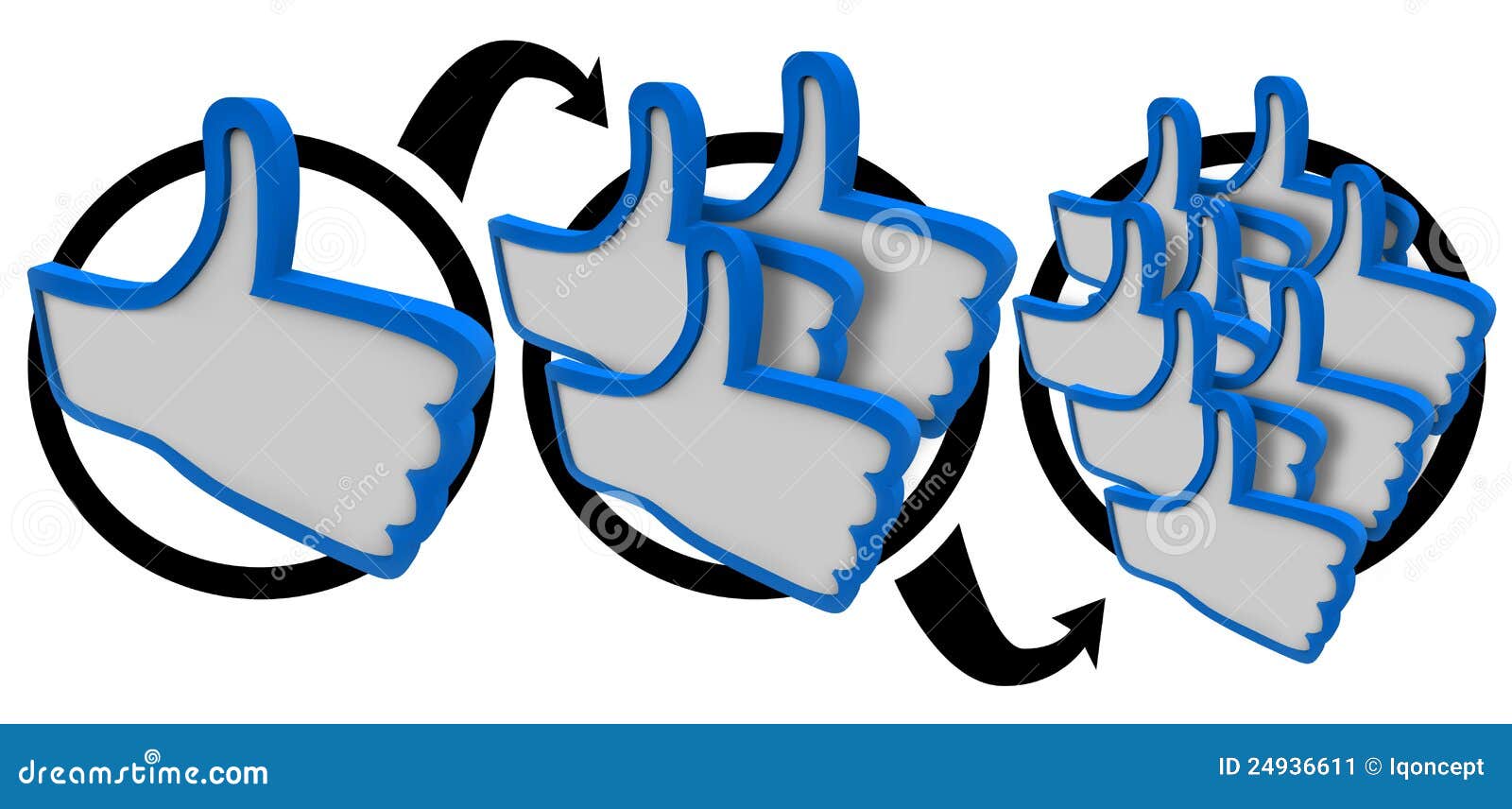 many thumbs up popularity buzz growing in steps