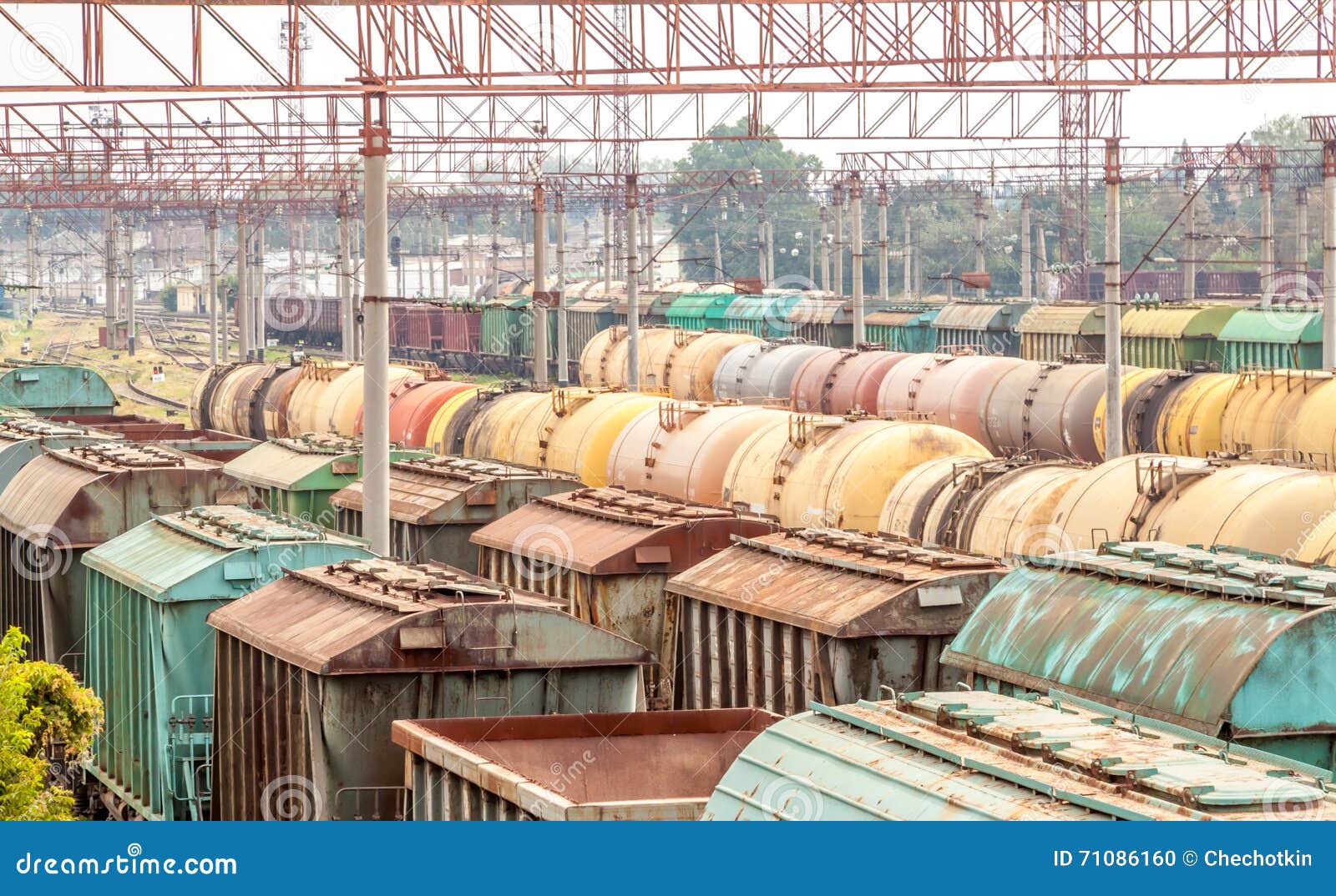 Many Trains with Cargo Wagons Stock Photo Image of vehicle, cargo
