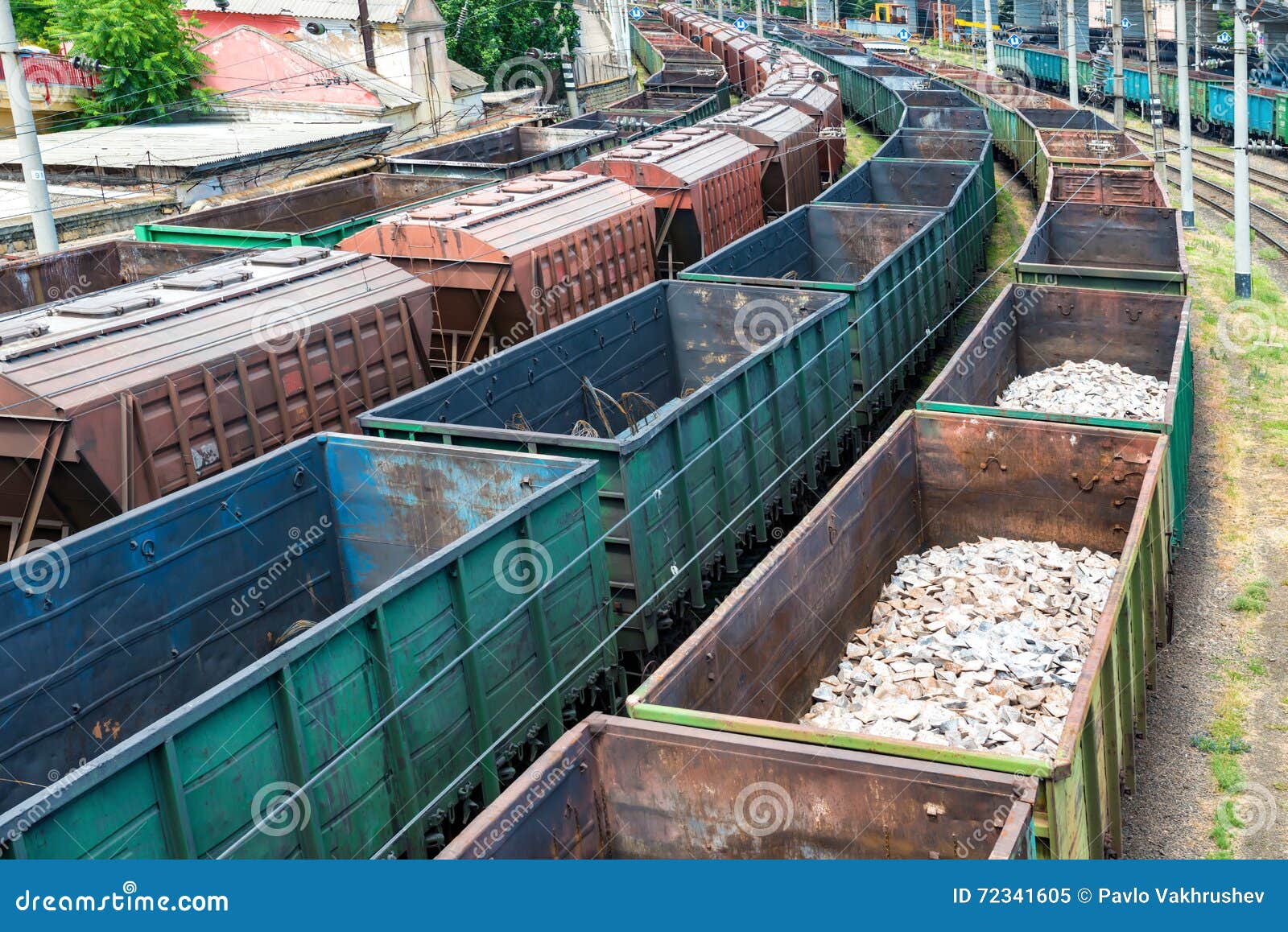 Many Trains with Cargo Wagons Stock Image Image of traffic, shipping